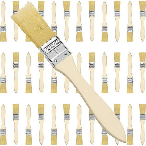 Pincel 1 Pulgada (paquete De 36) - Pinceles Planos Con Mango De Madera - Pinceles Profesionales Perfectos Para Pintura De Pared, Barniz, Pegamentos Y Bricolaje Ba