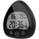 thumbnail image 1 of Reloj de pared digital para baño, ducha silenciosa, temporizador de cocina, súper impermeable, antiniebla, a prueba de polvo, con crochet hundido, temperatura, humedad, inducción (negro) Afortunado Sencillez, 1 of 2