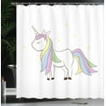thumbnail image 4 of Ambesonne Unicorn Party Shower Curtain, Horse Doodle, 69"Wx70"L, White and Multicolor, 4 of 5