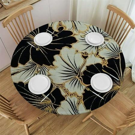

Palnkart Flower Pattern Round Table Cover Stain Resistant Washable Indoor Outdoor Tablecloth Kitchen Dining Wedding Parties 100% Polyester Fiber 42-46