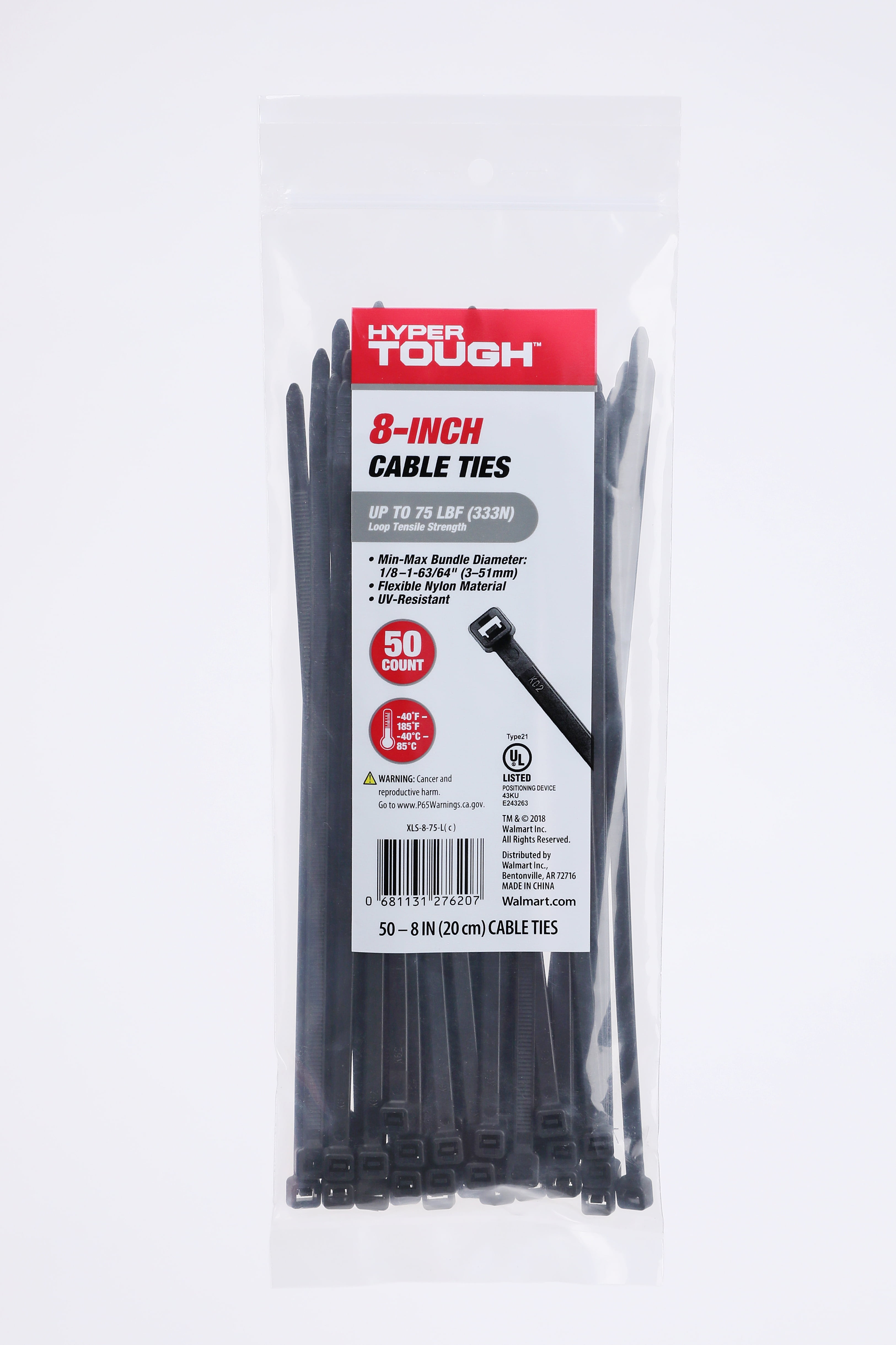 Black 7" Inch Arrow Head Push Mount Nylon Cable Wire Wrap Zip Ties 50 LBS 100 