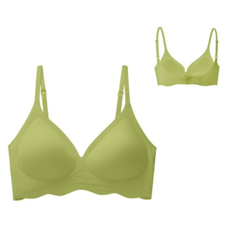 OJSFQUFP Plunge Bralette Green Seamless Bra Without Underwire Women s Bralette Padded Comfortable Non Wired Pull On Bra Classic Bra for Everyday Yoga M