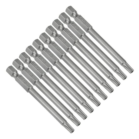 Unique Bargains S2 10pcs 1/4' Hex Shank T25 Magnetic Security Torx Screwdriver Bits 75mm Length