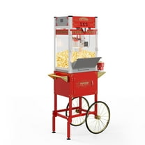siu want Large 20oz Vintage Style Popcorn Maker Cart - Pops 62 Cups Per Batch, Commercial & Home Use, Portable Popcorn Machine with Wheels and Kettle, for Theater, Parties, Events (Red)