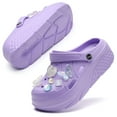 thumbnail image 4 of CERYTHRINA Gardener Platform Clogs Slippers Hight Heels Mules Clog Slip on Wedge Sandals Charm Purple Butterfly Nurse Clogs, 4 of 5