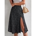 thumbnail image 4 of Women'S Summer High Waisted Flowy Slit Midi Skirts Casual Boho Floral Beach Skirt Black L, 4 of 9