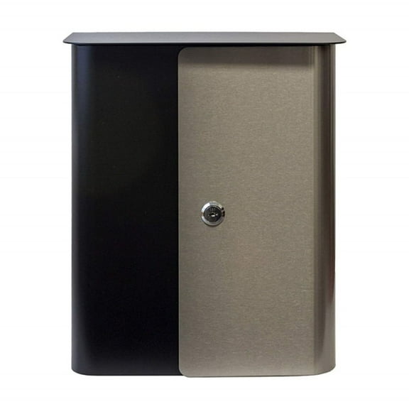 Vista Wall Mounted Locking Mailbox in Black with Stainless Steel