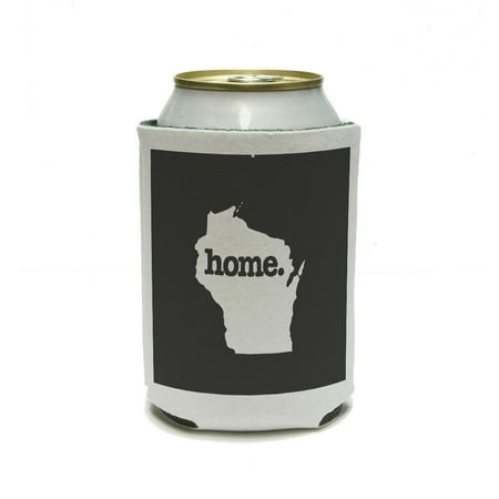 

Wisconsin WI Home State Can Cooler Drink Insulated Holder - Solid Dark Grey Gray
