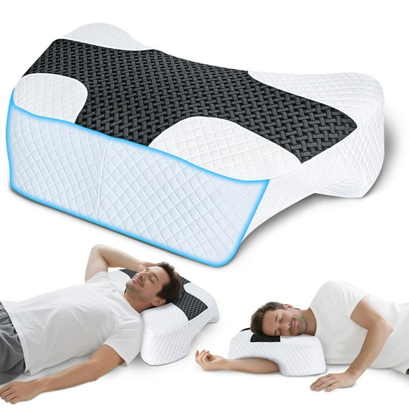 Almohada para dormir de lado SAHEYER, espuma viscoelástica mejorada, negra