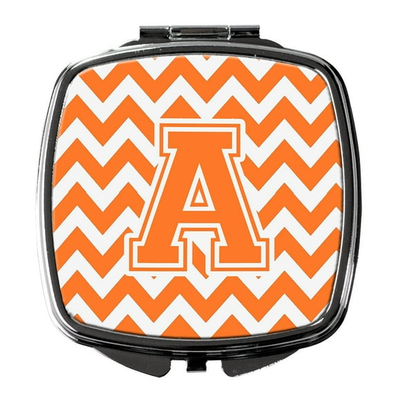 Letter A Chevron Orange and White Compact Mirror CJ1046-ASCM