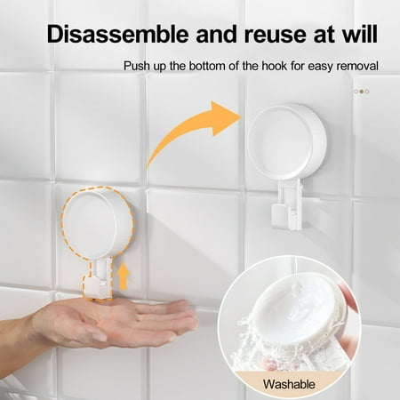 

Zyhtgyee Removable Suction Cup Hanger Removable Hook 2Pcs Suction Cup Hooks Reusable Heavy Duty No Tools Required Smooth Surface Traceless