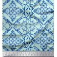 thumbnail image 1 of Soimoi Green Poly Georgette Fabric Vector Design Damask Print Fabric by Yard 42 Inch Wide, 1 of 3