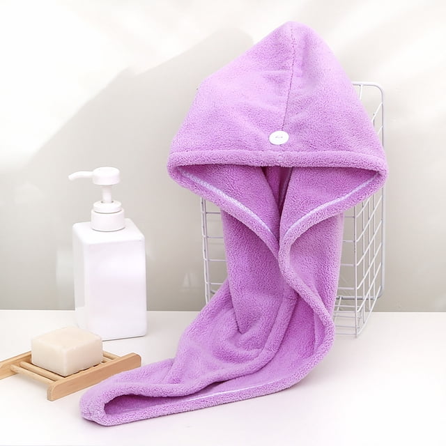 Xihbxyly Toalla de Pelo de Terciopelo Coral, Suave, Absorbente y de Secado Rápido, con Botón de Seguridad, Ideal para Baño, Cuidado Facial, Gimnasio En Casa y Viajes, Unisex, 65 X 25 Cm.