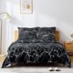 thumbnail image 5 of Ropa de cama de algodón de 135 x 200 cm, juego de cama reversible de 2 piezas con mármol negro, funda nórdica suave con cremallera y 1 almohada de 50 x 75 cm, 5 of 5