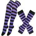 thumbnail image 3 of Aquvino Women Fine Striped Thigh High Stockings Over Knee High Socks Christmas Festival high long Socks Leg Warmers For Women and Fingerless Gloves for Women, 3 of 3