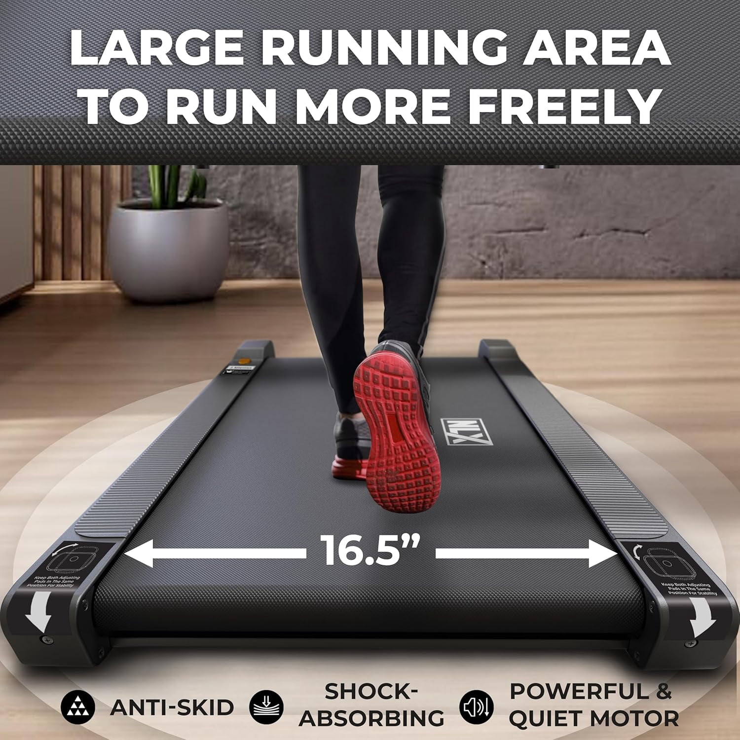 NLX Y8000 Treadmill - Under-Desk Treadmill Perfect for Home or Office Use, Walking or Running Treadmill with Adjustable Incline, 260 lbs Max User Capacity