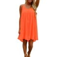 thumbnail image 1 of MAWCLOS Robe d'Été de Plage pour Femmes Col Rond Mini Robe Sans Manches Débardeur Sexy Soirée Couleur Unie Couverture Orange TTG, 1 of 9