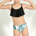 thumbnail image 2 of lnmuld Two Piece Solid Color Girls Swimsuit Set Tropical Leaf Print Swimwear for Juniors and Water Activities Size:9-10 Years, 2 of 8