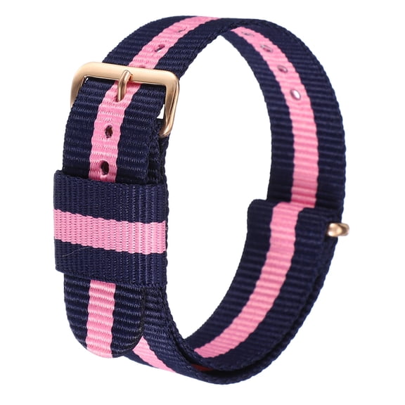 Uxcell Nylon Watch Bands 20mm Soft Weave Watch Strap Quick Release Stripe Wristband with Gold Stainless Steel Pin Buckle for Men and Women, Blue/Pink