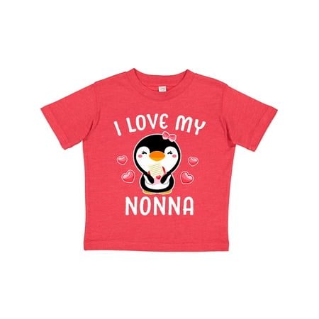 

Inktastic I Love My Nonna with Cute Penguin and Hearts Gift Toddler Toddler Girl T-Shirt