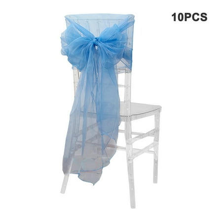 

Wedding Reception Chair Back Yarn Colorful Organza Decorative Creative Bowknot Hotel Party Layout Chairs Decoration