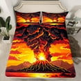 thumbnail image 2 of Manfei Cartoon Fire Mountain Twin Sheet Sets, Ocean Marine Twin Fitted Sheet, Teen Boy Girl Kid Flat Sheet, Luxury Bedroom Decor, 3 Pieces, 2 of 7