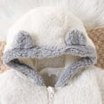 thumbnail image 3 of Jalioing Newborn Baby Fuzzy Snowsuit Cute Solid Color Long Sleeve Zipper Rompers Winter Thermal Fleece Jumpsuit, 3 of 9