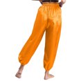 thumbnail image 2 of TiaoBug Womens Belly Dance Pants Elastic Waistband Satin Harem Pants Dancing Tribal Latern Bloomers Pants Orange XL, 2 of 7