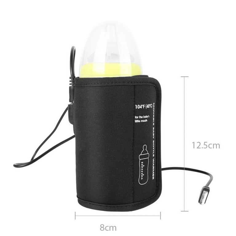 USB Universal Car Baby Bottle Heater Cover Travel Milk Bottle Covers Bottle Sterilizer Auto Accessories With Car Cigarette Lighter Cable (Black)
