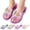 Pink, variant on Womens Jelly Shoes Glitter Clear Flats Slip On Summer Beach Slippers Transparent Open Toe Waterproof Slide