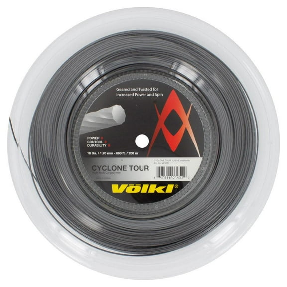 VOLKL Cyclone Tour | Tennis Racquet String | Spin & Control | Ten-sided co-polymer (Anthracite, 18, Reel)