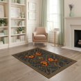 thumbnail image 2 of ODIKA 4'x6' Washable Area Rug Non-Slip, Chair-Friendly, Flatwoven Music Notes Symmetrical Retro Composition Vintage Guitar Print Refined for Home Office, Under Desk, 2 of 7