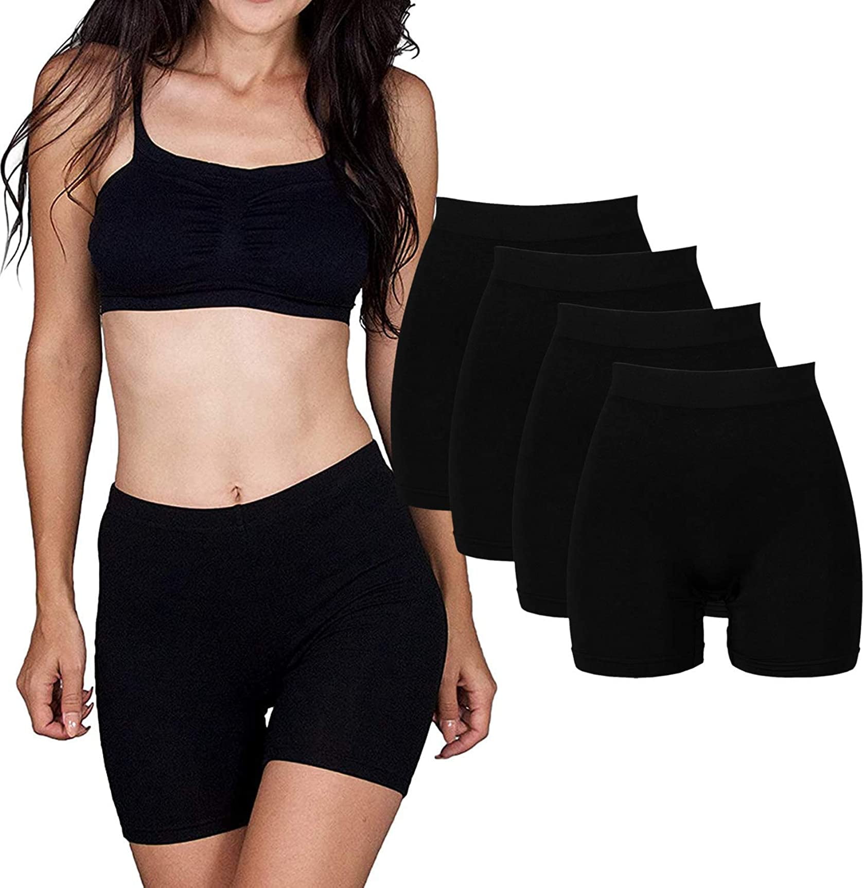 Emprella Slip Shorts for Under Dresses, 3 Pack Womens Seamless Bike Short