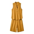 thumbnail image 7 of Nmnitkp Women 2 Piece Set Linen Look Matching Sets Stand Collar Half Button Sleeveless Top Pocket Bermuda Shorts Outfits for Summer Beach Vacation Daily Travel Lounge Wear, 7 of 7
