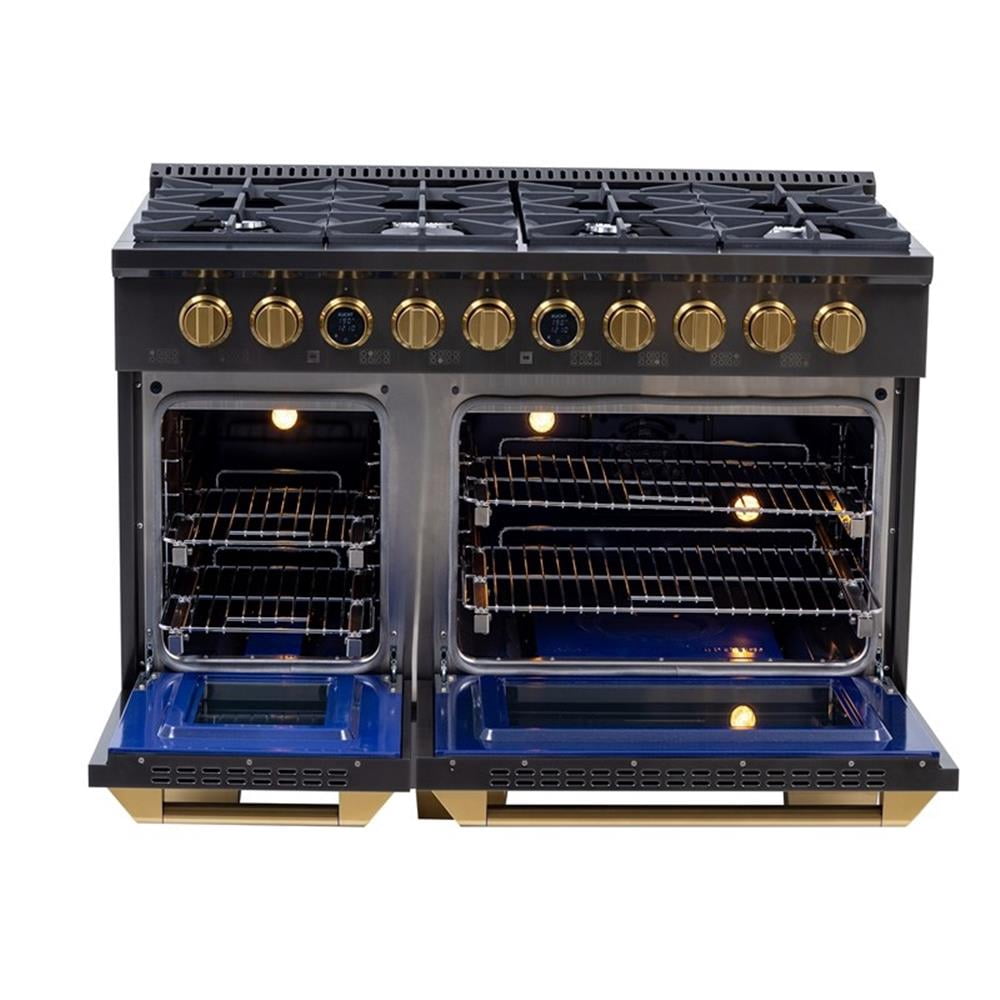 Pemberly Row 48" 8 Burners Dual Fuel Range for Natural Gas in Titanium Steel