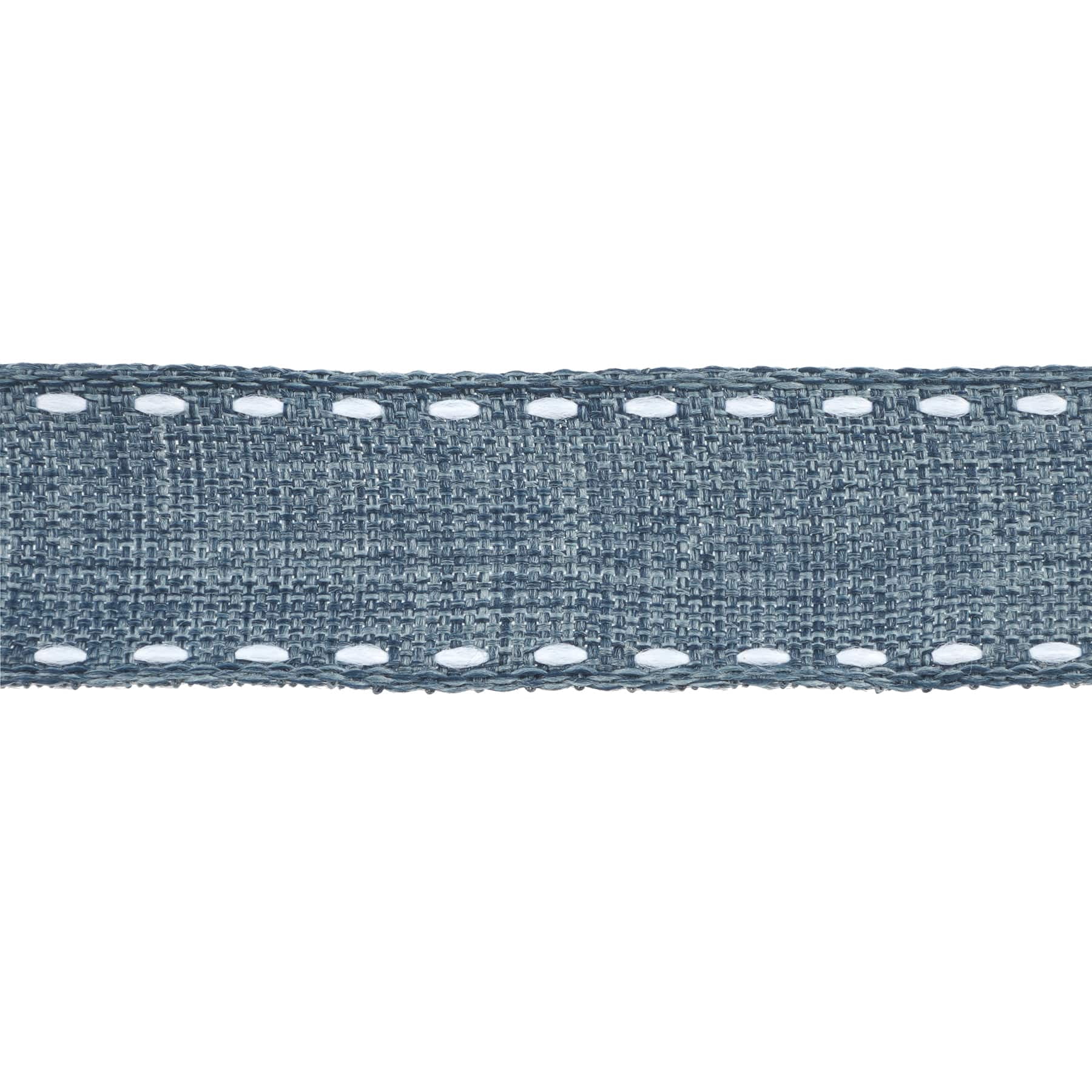 7/8" x 2yd. Denim Stitch Ribbon by Celebrate It – Blue - Non-Wired with Woven Edge - Polyester – Ideal for Gift Wrapping - Baskets & DIY Decor - 12 Pack