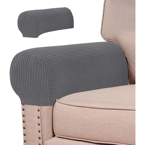 Soft Stretch Armrest Covers, 2 Pack Armrest Covers for Chairs/Sofas, Stretch Couch Arm Covers, Furniture Protector Armchair Slipcovers for Recliner(Gray)