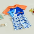 thumbnail image 3 of PENGXIANG Enfants Bébé Garçons Deux Pièces Maillots de Bain Requin à Manches Courtes Imprimé Rash Garde Shorts Ensemble Maillots de Bain Maillots de Bain, 3 of 8