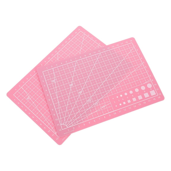 OUNONA 2pcs A5 Double-Sided Self-Healing Cutting Mat,Gridded Rotary Cutting Board for Crafting, Sewing, and DIY Projects Pink