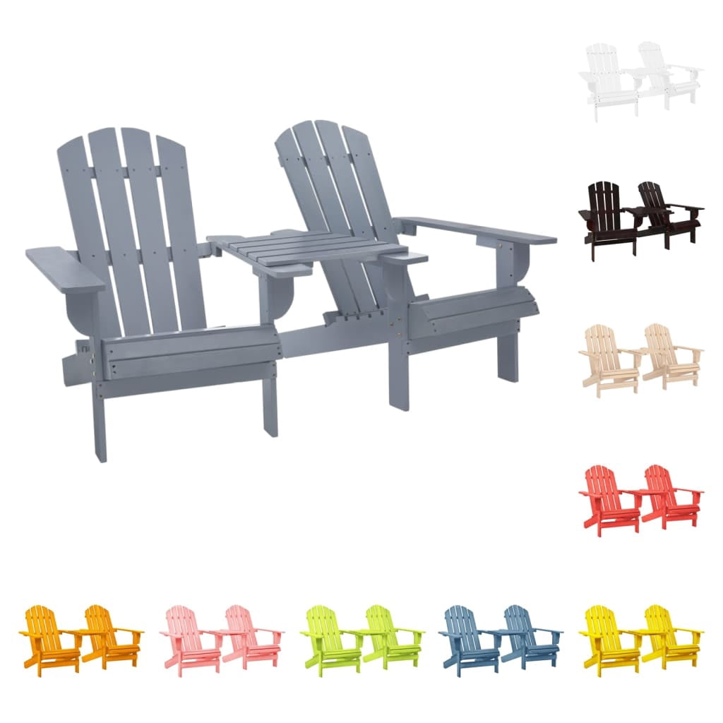 vidaXL Adirondack Chairs Patio Adirondack Chair with Tea Table Solid Wood Fir