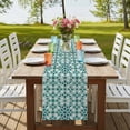 thumbnail image 4 of Table Runners 48 Inches Long Dress Scarves, Teal Green Farmhouse Kitchen/Dining Table Runner, Short Coffee Tablerunners, Vintage Abstract Geometric Texture 13x48 Inch, 4 of 9