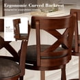 thumbnail image 4 of SUMMIT LIVING Wood Swivel Bar Stool Set of 4, Bar Height Kitchen Stool with Open X Back, 30 inch Upholstered Pub Chair, Walnut, 4 of 10