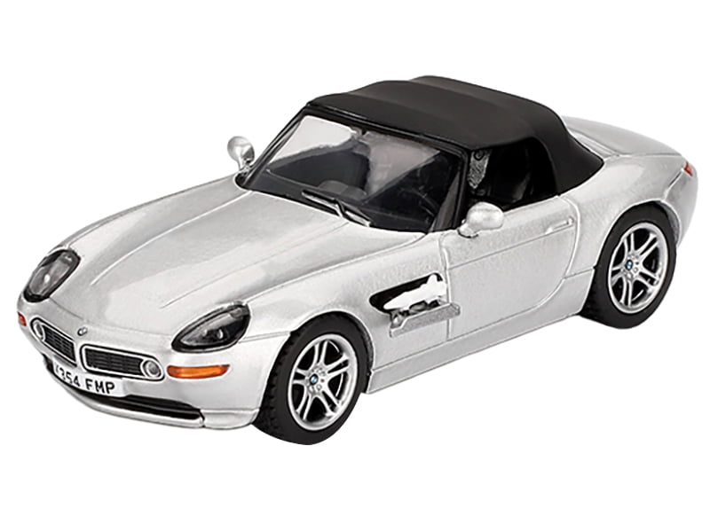 BMW Z8 Silver Metallic w/Black Soft Top 007 James Bond "The World Is Not Enough" (1999) Movie 1/64 Diecast Model Car by Mini GT