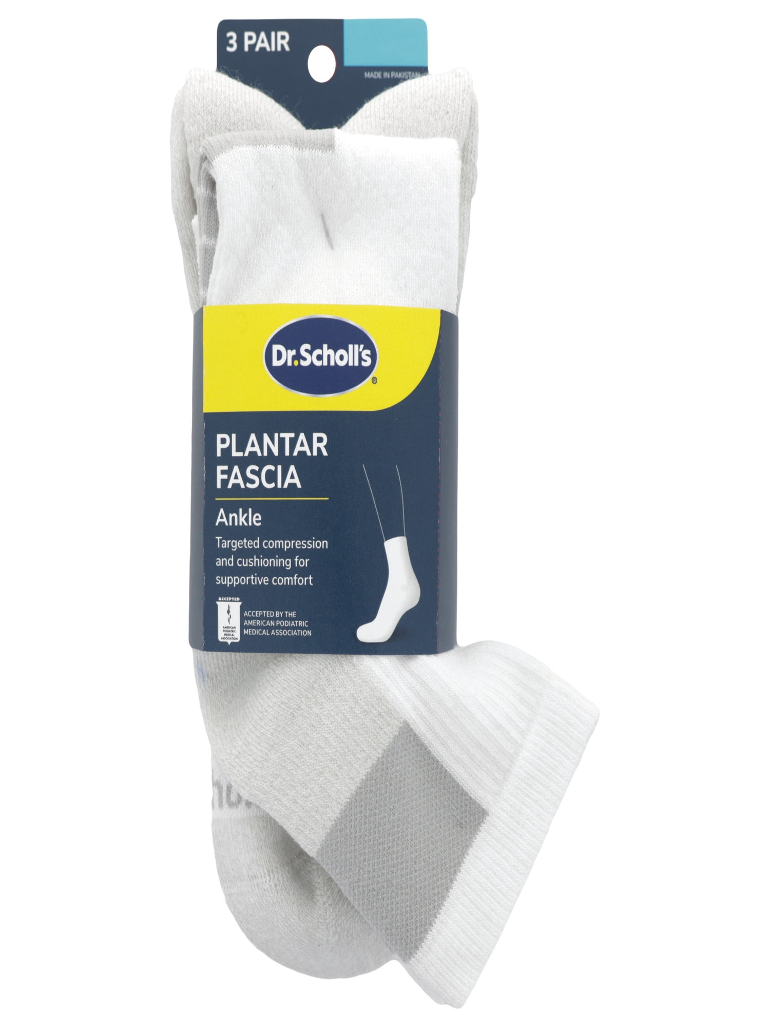 Dr. Scholl's Men's Ankle Plantar Fascia Relief Socks, 3-Pack