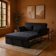 Gewnee 46 Velvet Convertible Sleeper Sofa Bed with Pull-Out Futon Couch for Small Spaces, Apartment & Living Room - Black