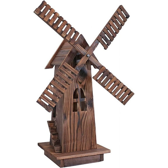 Westcharm Wooden Dutch Windmill Back Yard Decorations - Classic Old-Fashioned Windmill for Garden, Patio
