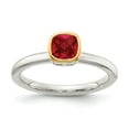 thumbnail image 2 of Auriga Fine Jewelry 925 Sterling Silver Rhodium-plated with 14K Accent Cushion-cut Created Ruby Ring for Women Size 8, 2 of 6