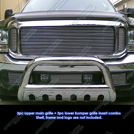 Compatible with 99-04 Ford F250 F350 F450 Super Duty 00-04 Excursion Billet Grille Grill Combo Insert F87622A