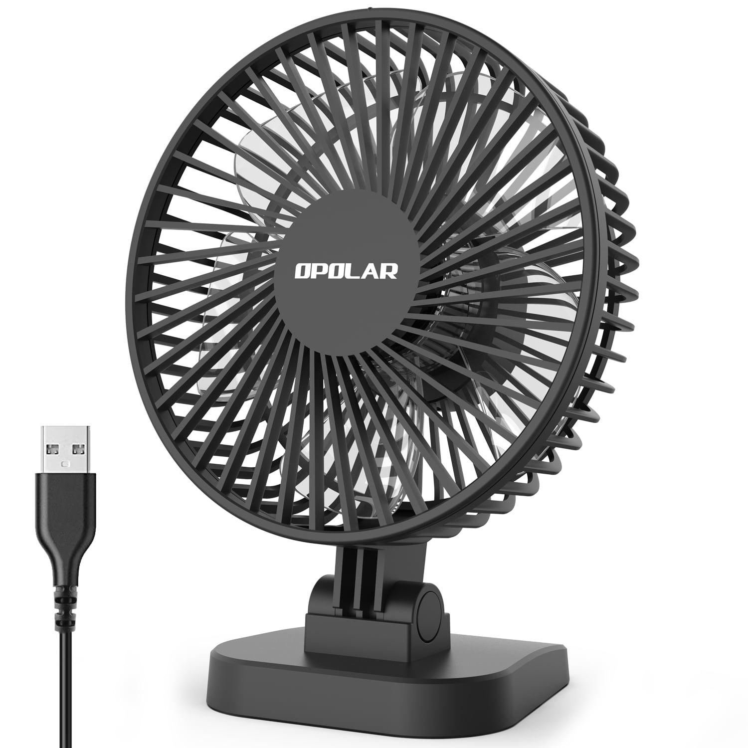 Strong Wind Portable Fan Sturdy 3 Blades Black Mini USB Desk Fan Durable Quiet Fan for Home/Office/Travel Small Metal Design USB Powered Fan