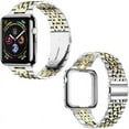thumbnail image 2 of Compatible with Apple Watch band 42mm 44mm 45mm, Solid Stainless Steel Metal Strap for iWatch Series,Silver/Gold, 2 of 4